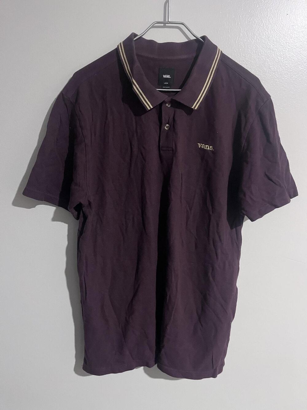 Vans Polo Shirt Mens L Purple Collared Short Sleeve Embroidered Logo Knit Skater